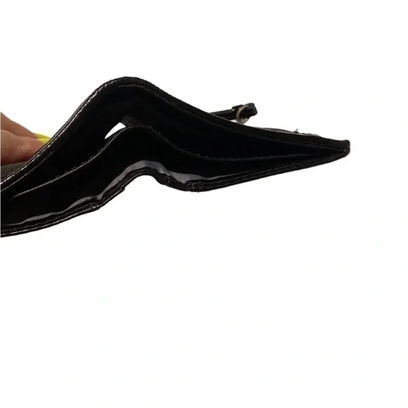 Coach mini wallet patent leather purse zip black silver - Picture 8 of 12